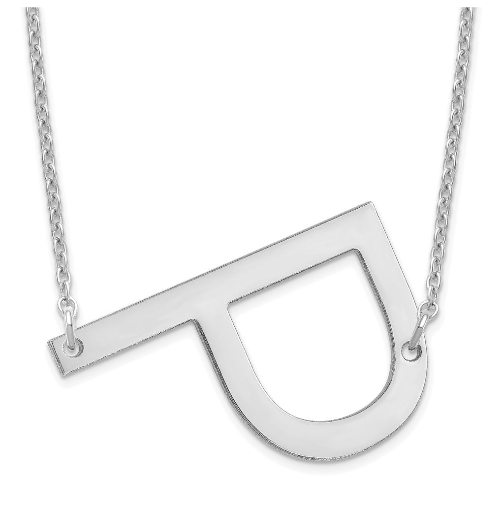 14K Yellow Or White Or Rose Gold Or Sterling Silver Or Rose Gold Plated Polished Large Sideways Letter Necklace