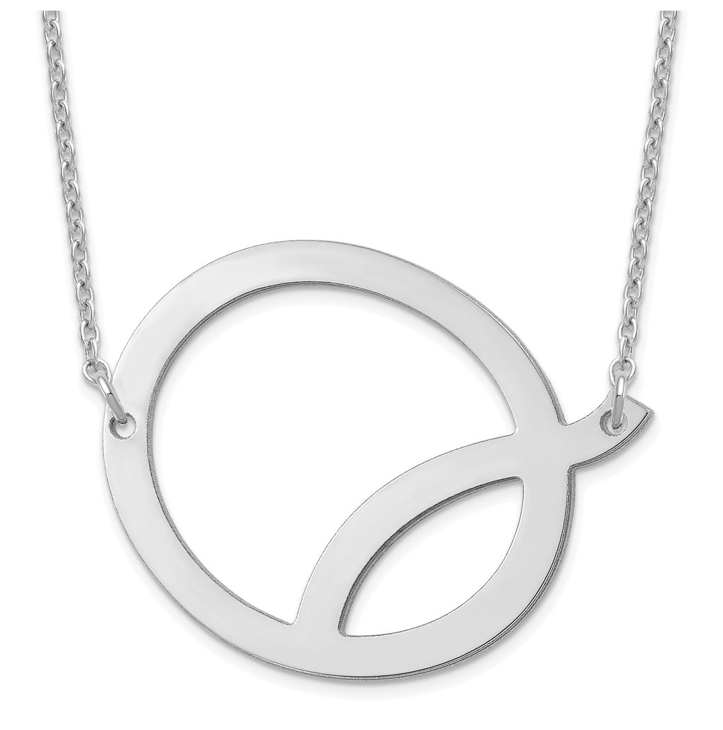 14K Yellow Or White Or Rose Gold Or Sterling Silver Or Rose Gold Plated Polished Large Sideways Letter Necklace