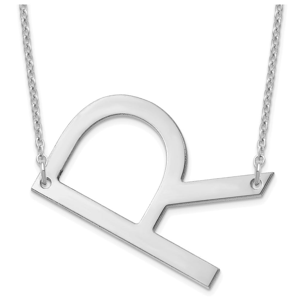 14K Yellow Or White Or Rose Gold Or Sterling Silver Or Rose Gold Plated Polished Large Sideways Letter Necklace