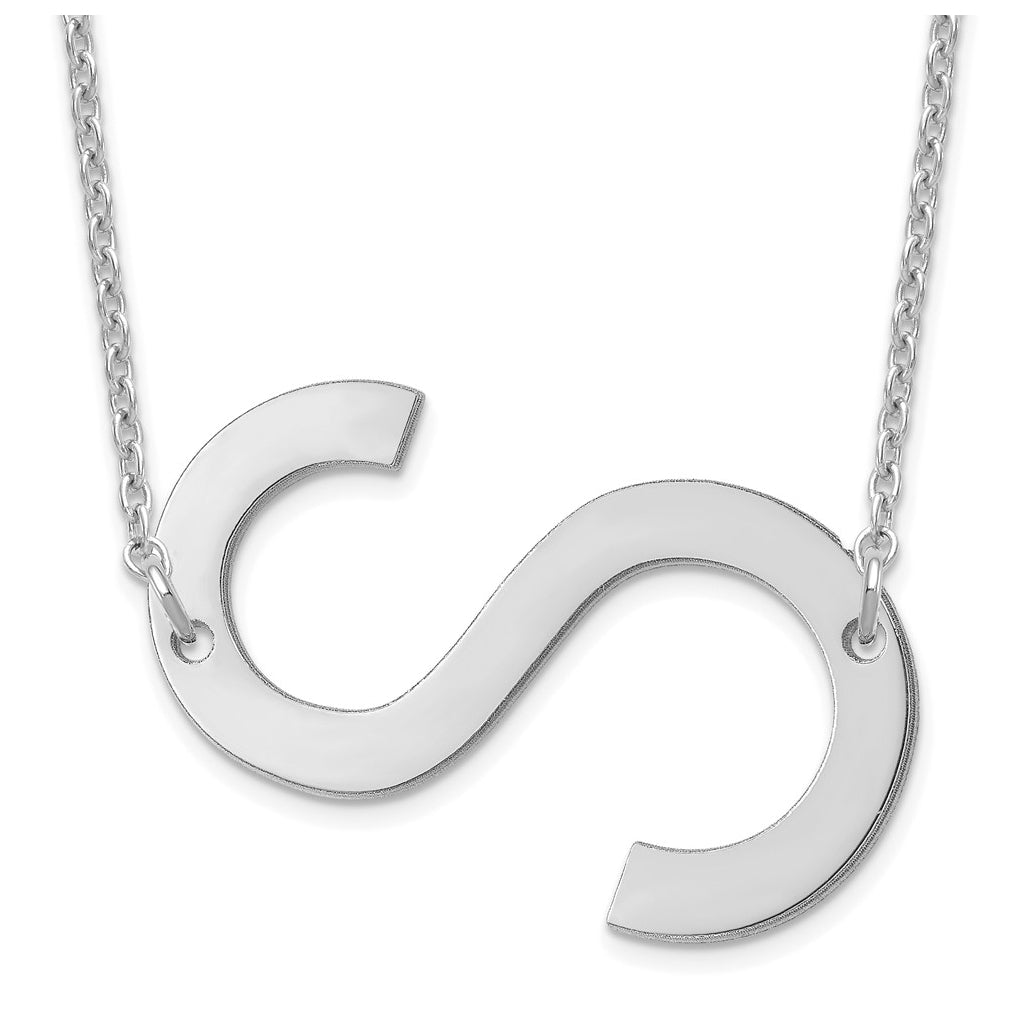 14K Yellow Or White Or Rose Gold Or Sterling Silver Or Rose Gold Plated Polished Large Sideways Letter Necklace