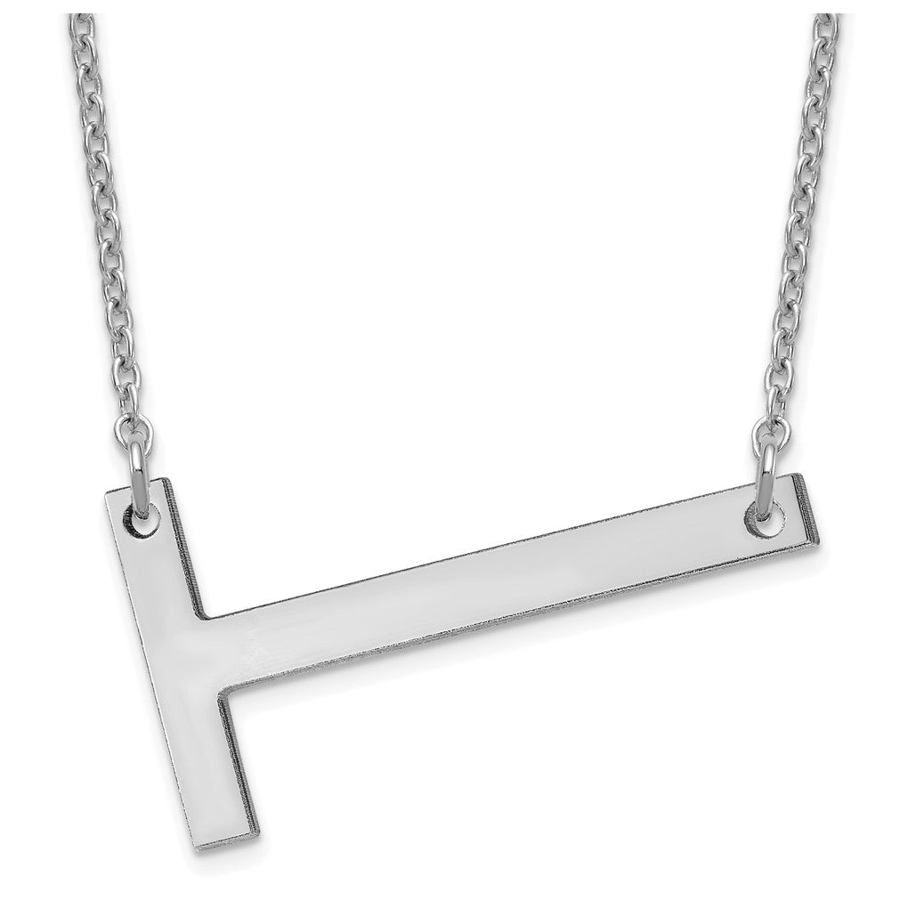 14K Yellow Or White Or Rose Gold Or Sterling Silver Or Rose Gold Plated Polished Large Sideways Letter Necklace
