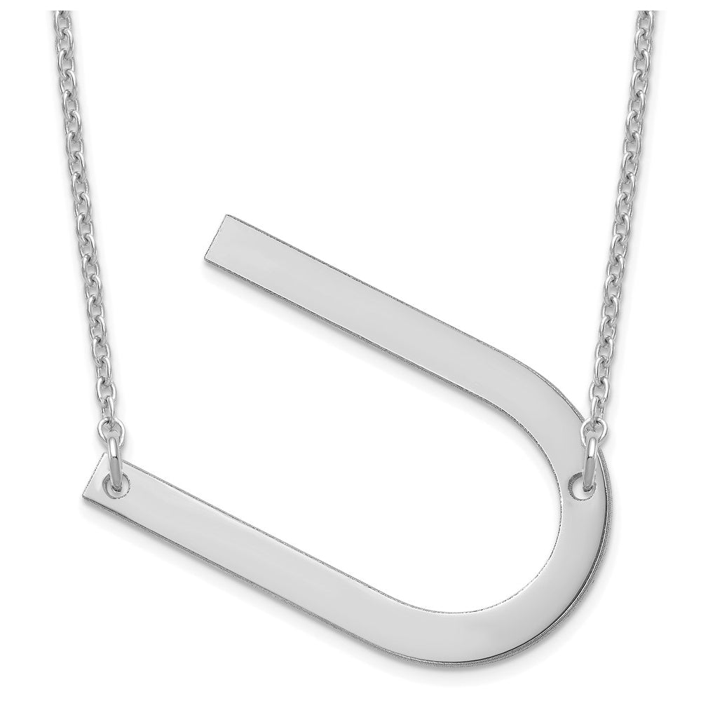 14K Yellow Or White Or Rose Gold Or Sterling Silver Or Rose Gold Plated Polished Large Sideways Letter Necklace