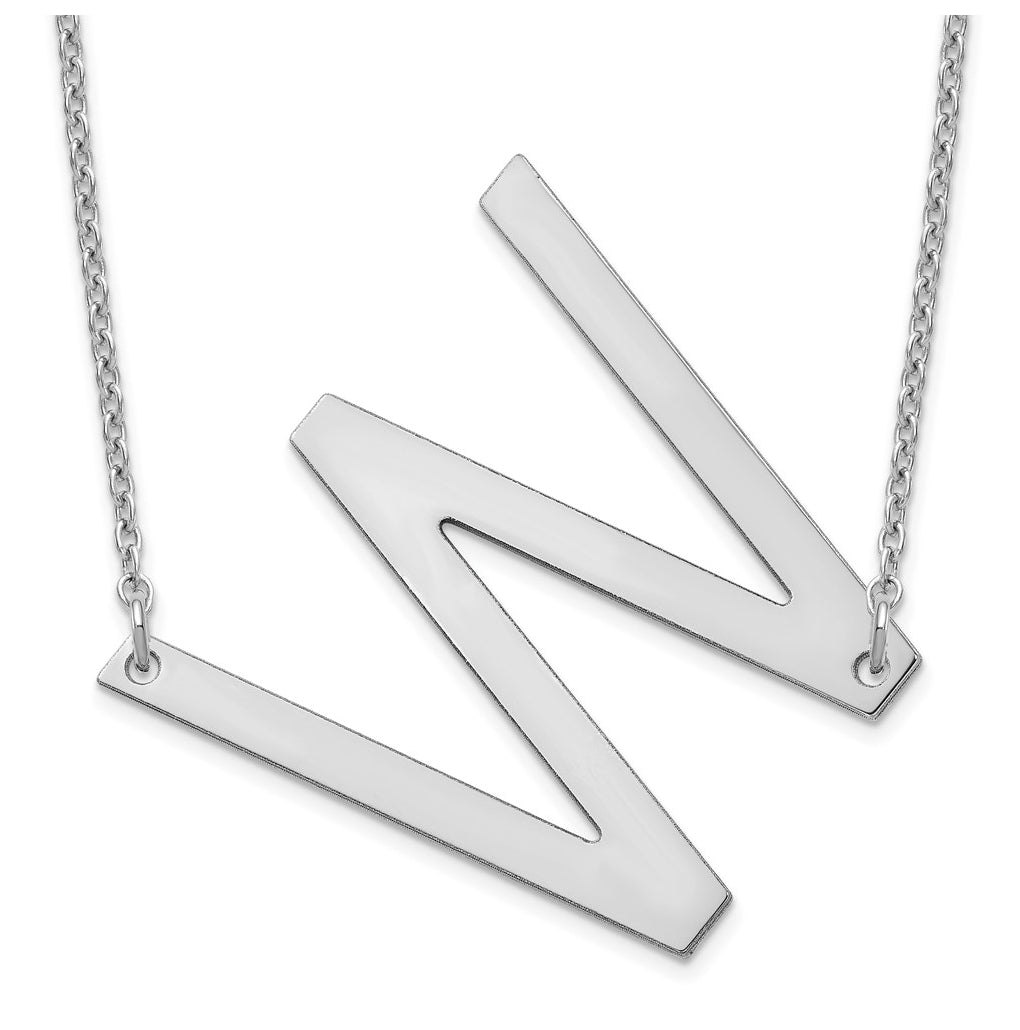 14K Yellow Or White Or Rose Gold Or Sterling Silver Or Rose Gold Plated Polished Large Sideways Letter Necklace