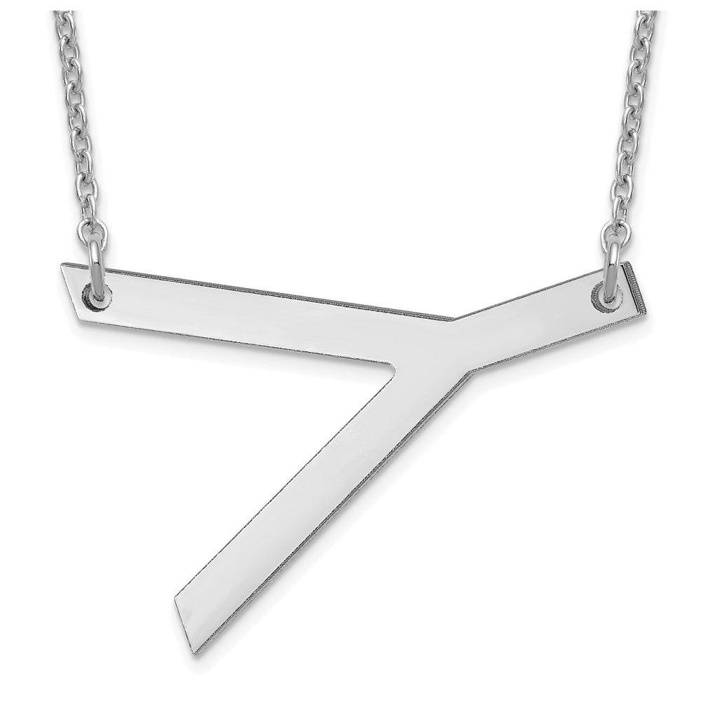 14K Yellow Or White Or Rose Gold Or Sterling Silver Or Rose Gold Plated Polished Large Sideways Letter Necklace