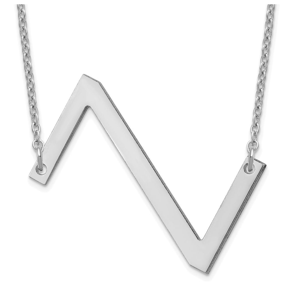 14K Yellow Or White Or Rose Gold Or Sterling Silver Or Rose Gold Plated Polished Large Sideways Letter Necklace