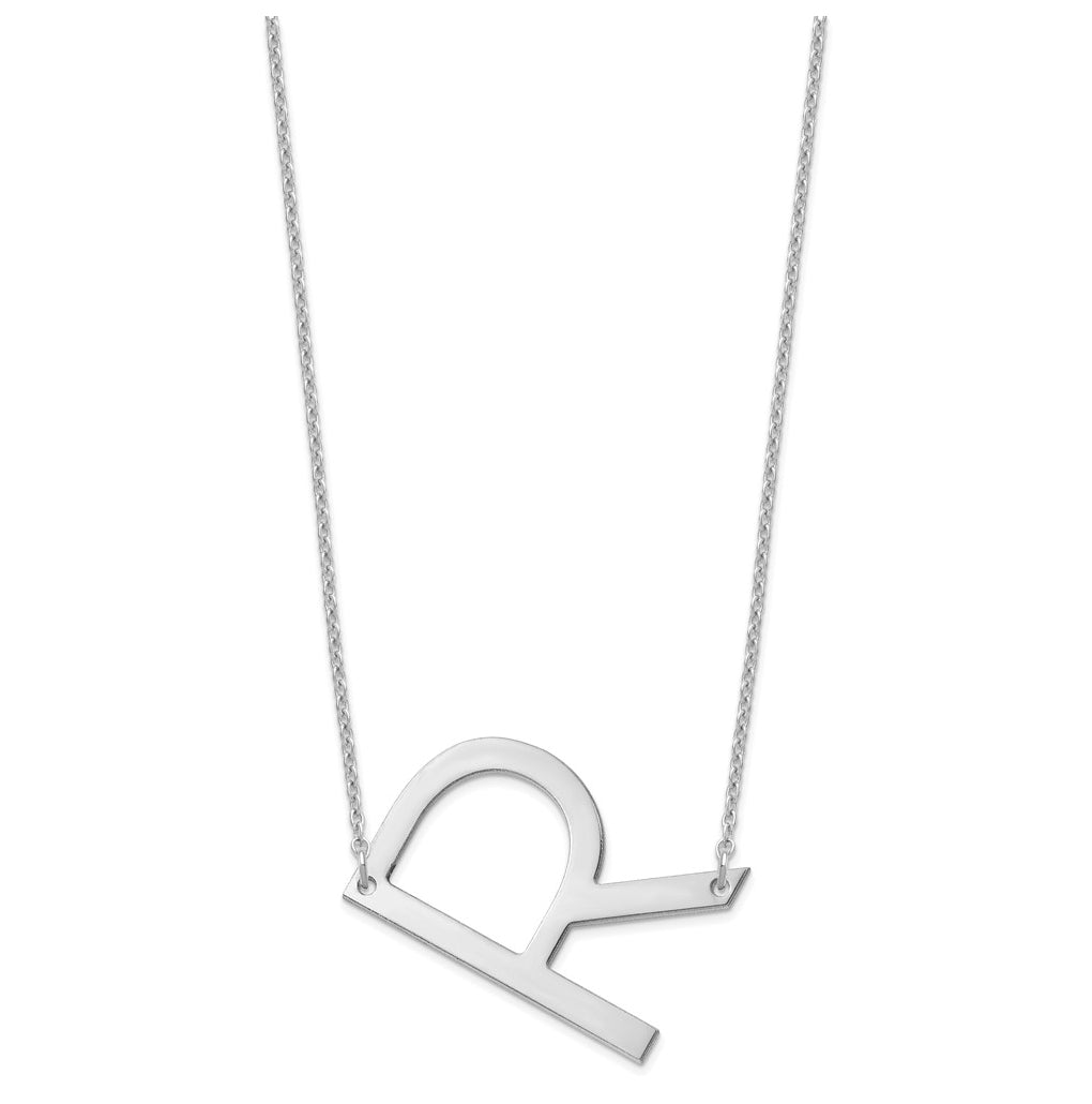 14K Yellow Or White Or Rose Gold Polished Large Letter Necklace – Elegant Jewelry Gift for Birthday, Anniversary, Engagement, Wedding