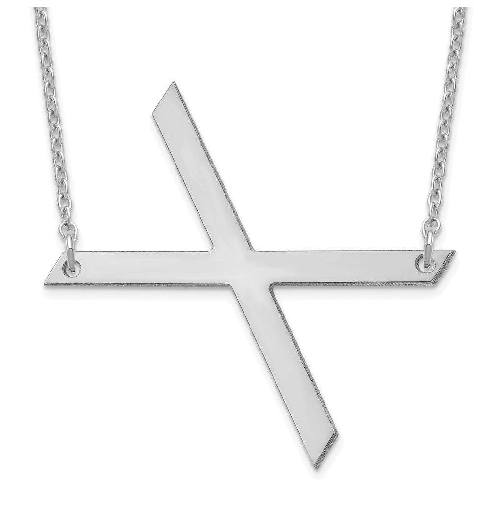 14K Yellow Or White Or Rose Gold Or Sterling Silver Or Rose Gold Plated Polished Large Sideways Letter Necklace