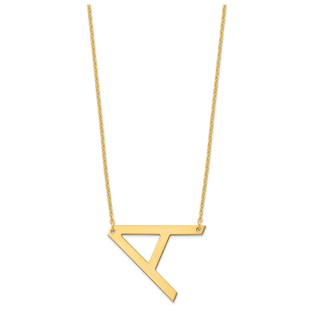 14K Yellow Or White Or Rose Gold Or Sterling Silver Or Rose Gold Plated Polished Large Sideways Letter Necklace