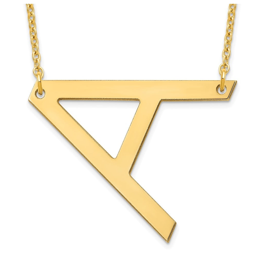 14K Yellow Or White Or Rose Gold Polished Large Letter Necklace – Elegant Jewelry Gift for Birthday, Anniversary, Engagement, Wedding