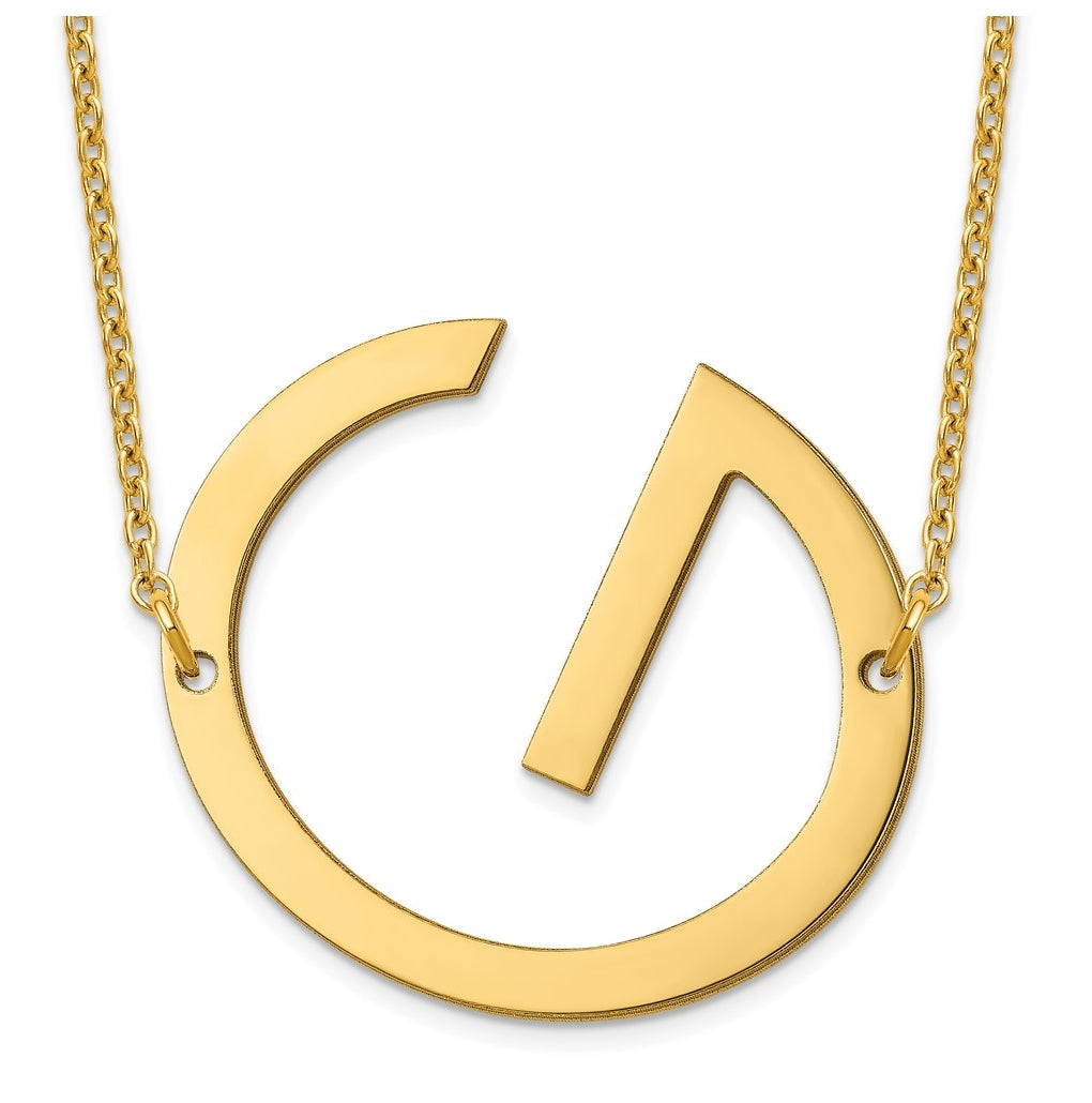 14K Yellow Or White Or Rose Gold Or Sterling Silver Or Rose Gold Plated Polished Large Sideways Letter Necklace