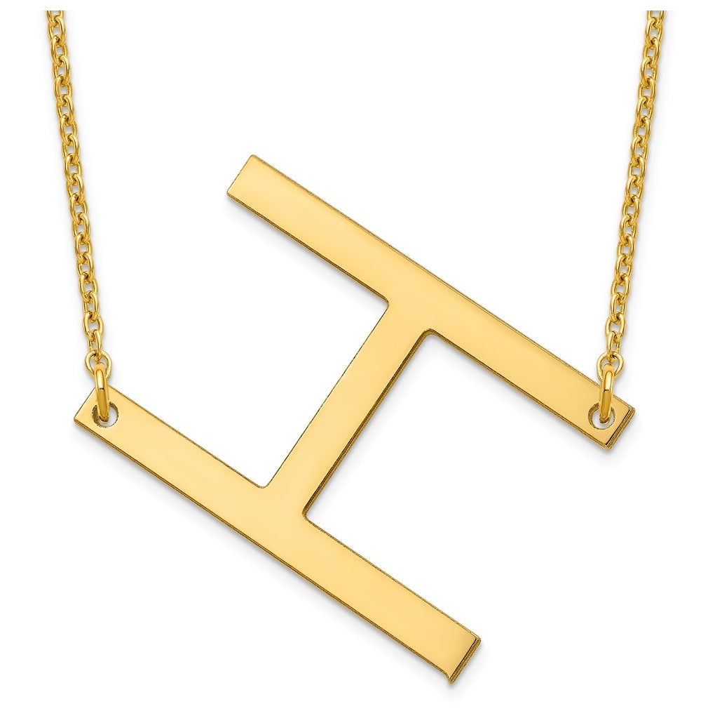 14K Yellow Or White Or Rose Gold Or Sterling Silver Or Rose Gold Plated Polished Large Sideways Letter Necklace