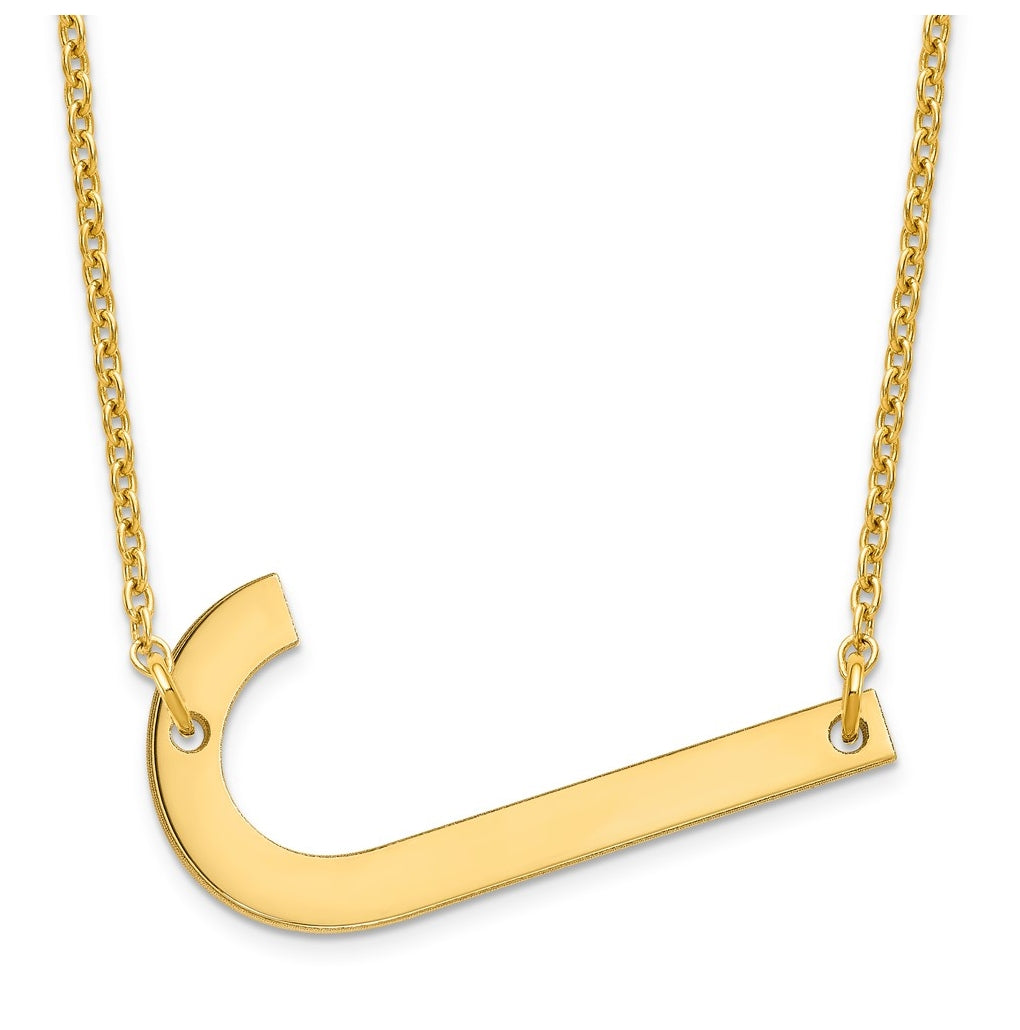 14K Yellow Or White Or Rose Gold Or Sterling Silver Or Rose Gold Plated Polished Large Sideways Letter Necklace