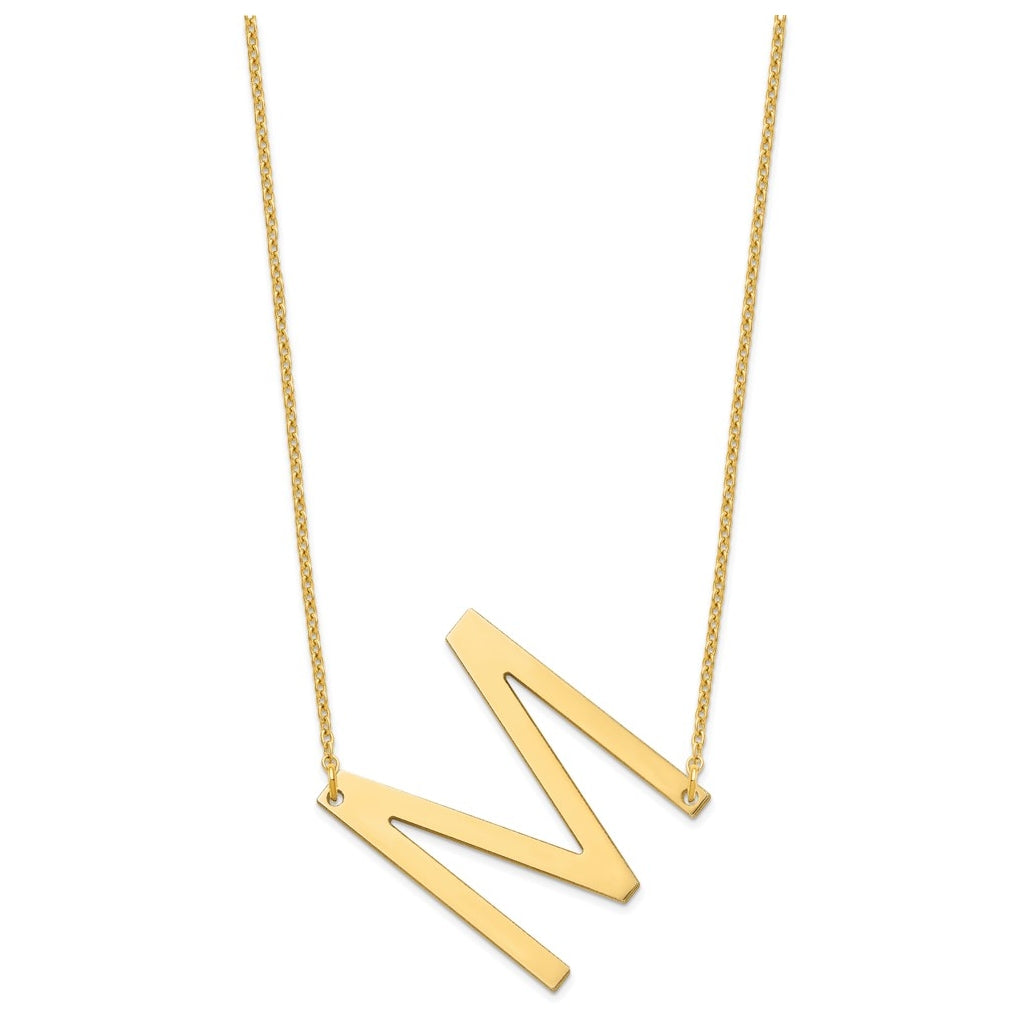 14K Yellow Or White Or Rose Gold Polished Large Letter Necklace – Elegant Jewelry Gift for Birthday, Anniversary, Engagement, Wedding