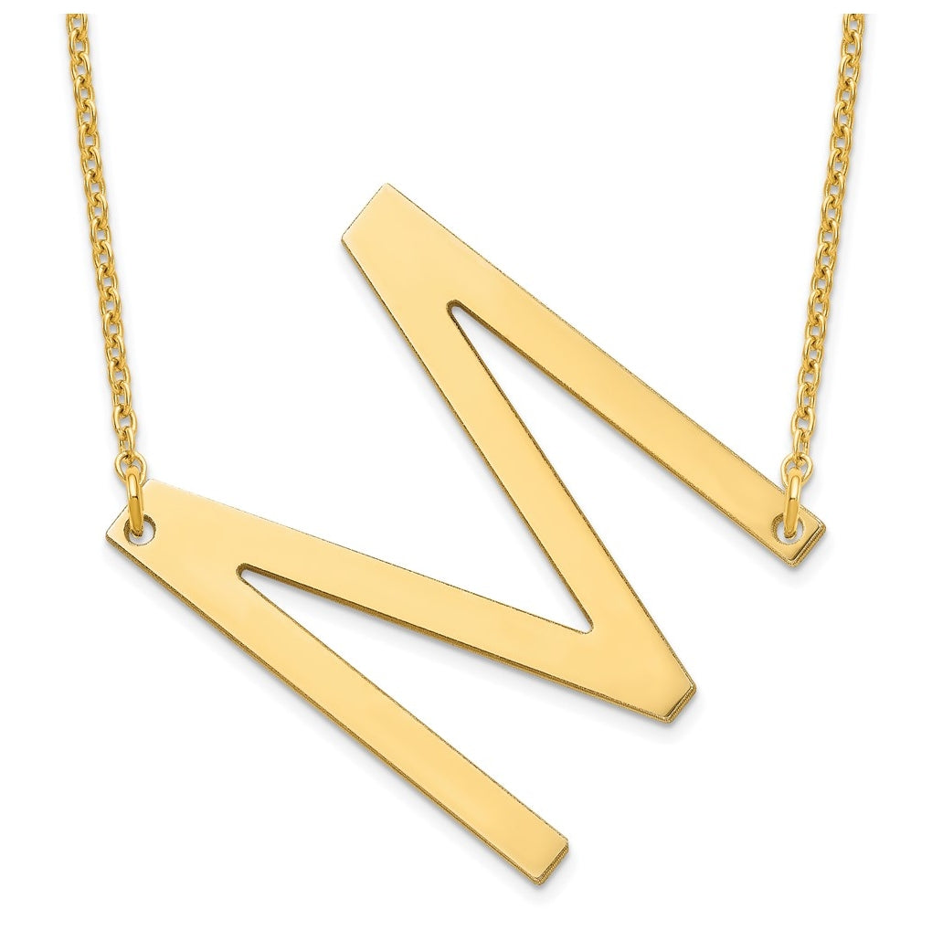 14K Yellow Or White Or Rose Gold Or Sterling Silver Or Rose Gold Plated Polished Large Sideways Letter Necklace