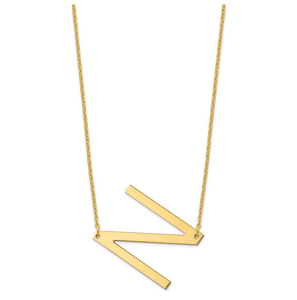 14K Yellow Or White Or Rose Gold Polished Large Letter Necklace – Elegant Jewelry Gift for Birthday, Anniversary, Engagement, Wedding