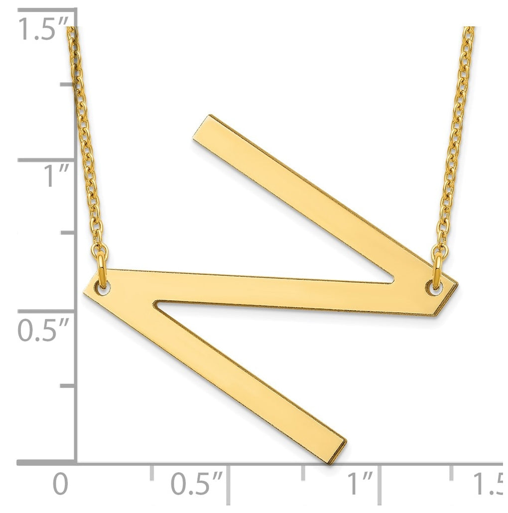 14K Yellow Or White Or Rose Gold Polished Large Letter Necklace – Elegant Jewelry Gift for Birthday, Anniversary, Engagement, Wedding