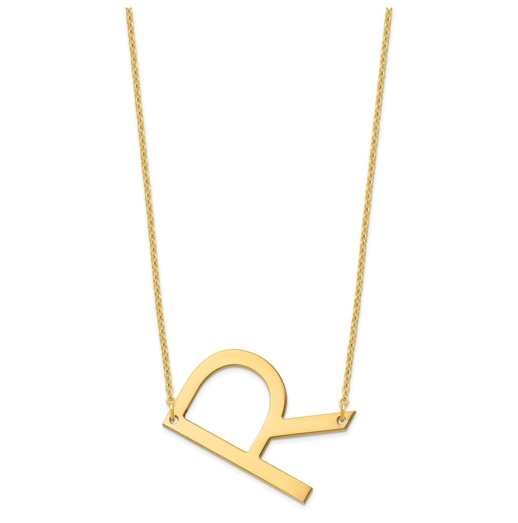 14K Yellow Or White Or Rose Gold Polished Large Letter Necklace – Elegant Jewelry Gift for Birthday, Anniversary, Engagement, Wedding
