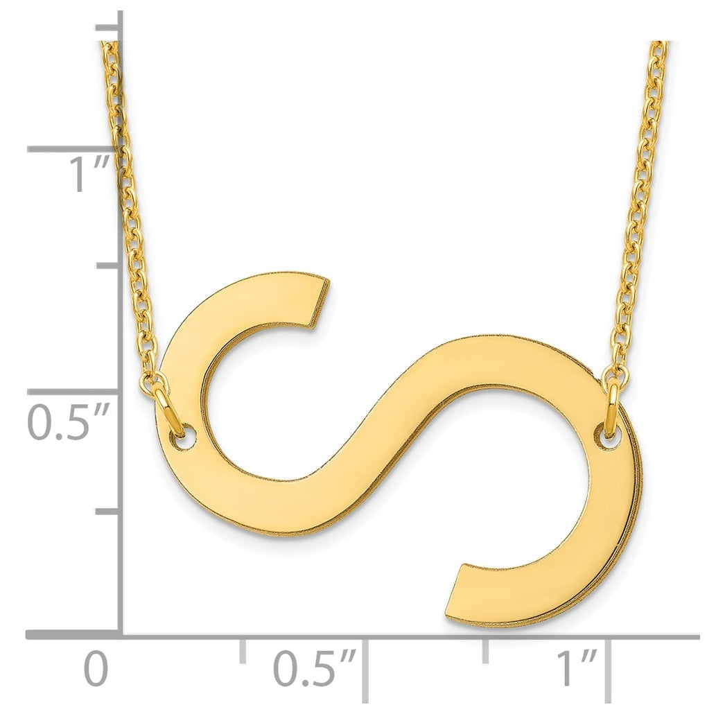 14K Yellow Or White Or Rose Gold Polished Large Letter Necklace – Elegant Jewelry Gift for Birthday, Anniversary, Engagement, Wedding