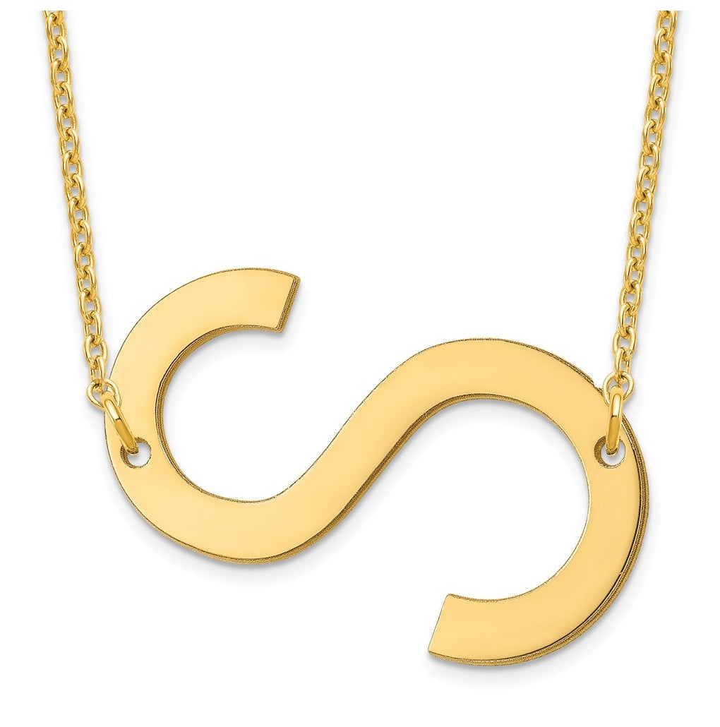 14K Yellow Or White Or Rose Gold Or Sterling Silver Or Rose Gold Plated Polished Large Sideways Letter Necklace