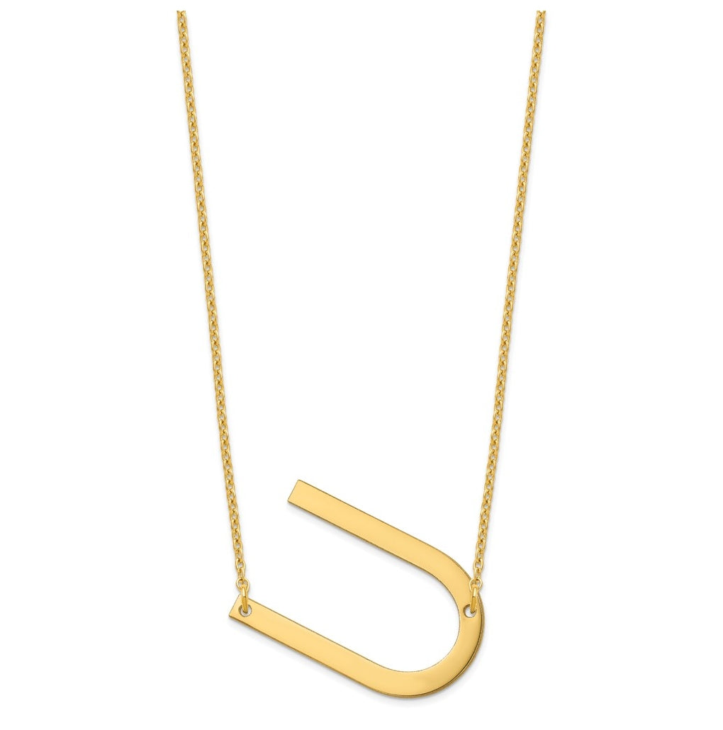 14K Yellow Or White Or Rose Gold Polished Large Letter Necklace – Elegant Jewelry Gift for Birthday, Anniversary, Engagement, Wedding