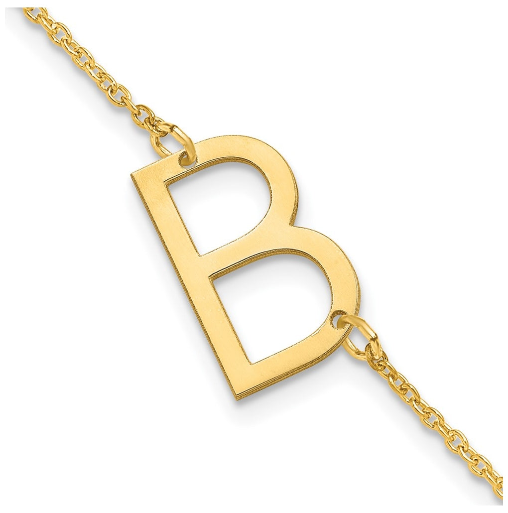 14K Yellow Or White Or Rose Gold Or Sterling Silver Or Gold Plated Polished Small Letter Bracelet