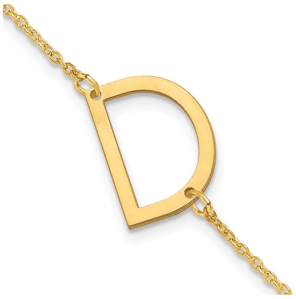 14K Yellow Or White Or Rose Gold Or Sterling Silver Or Gold Plated Polished Small Letter Bracelet