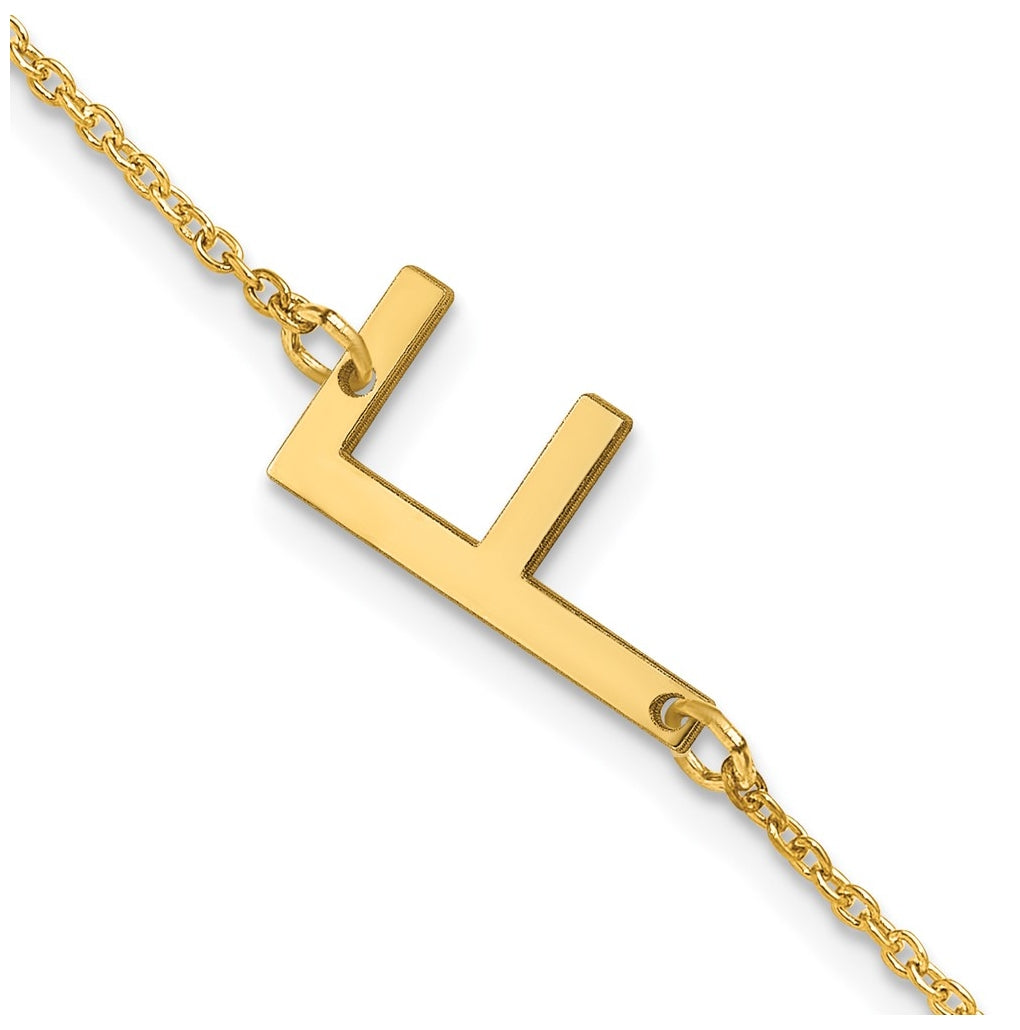 14K Yellow Or White Or Rose Gold Or Sterling Silver Or Gold Plated Polished Small Letter Bracelet