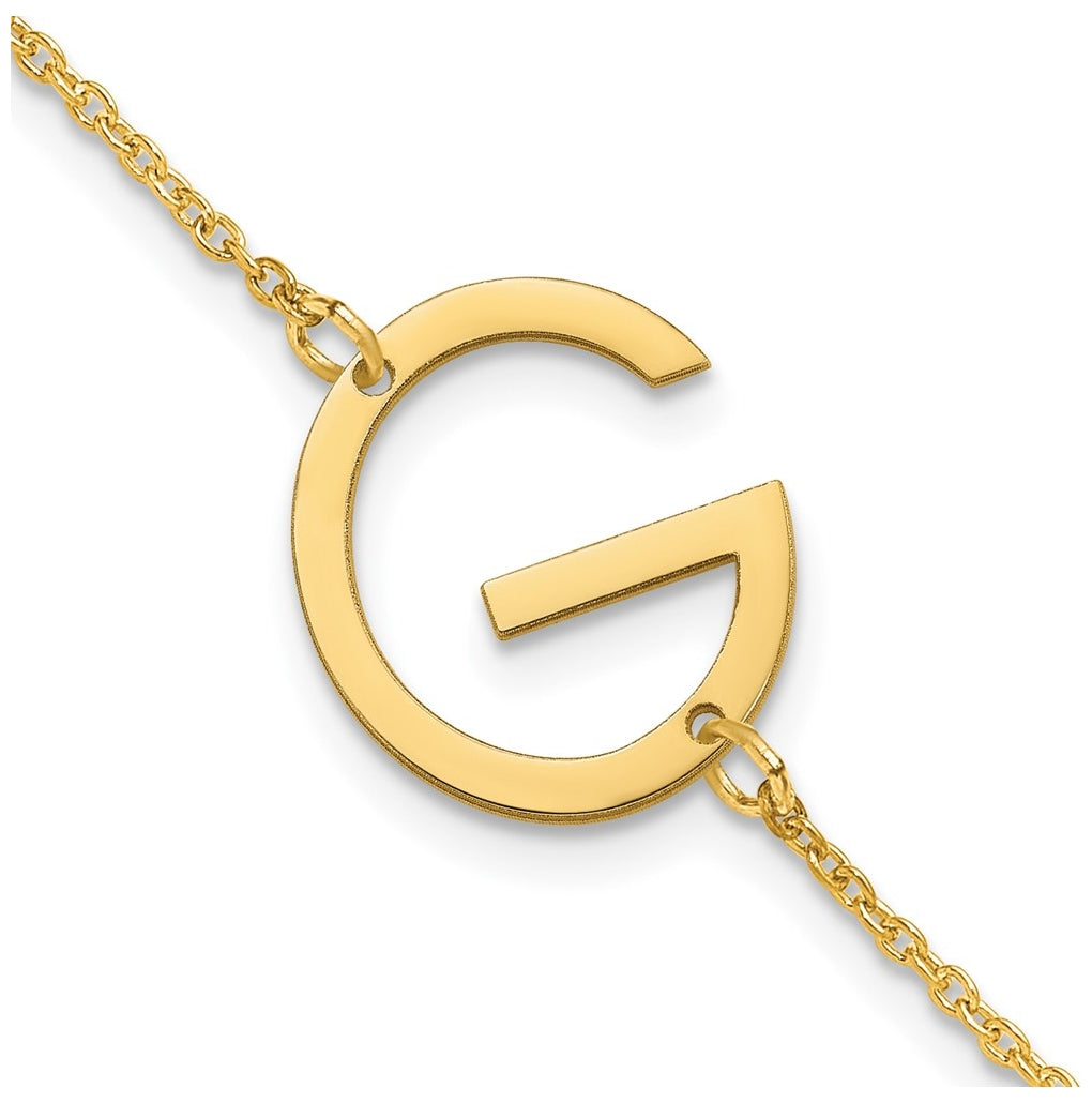 14K Yellow Or White Or Rose Gold Or Sterling Silver Or Gold Plated Polished Small Letter Bracelet