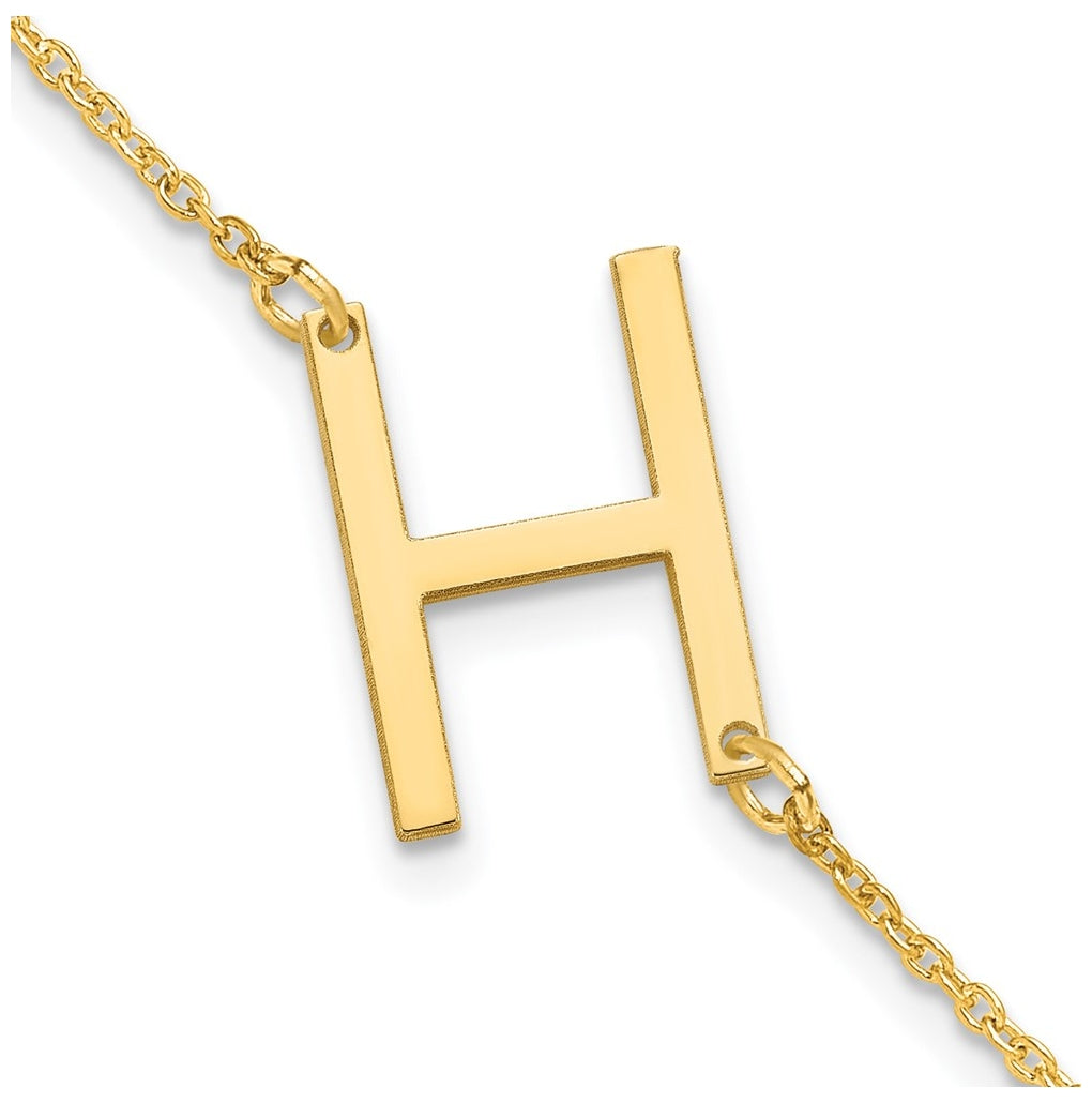 14K Yellow Or White Or Rose Gold Or Sterling Silver Or Gold Plated Polished Small Letter Bracelet