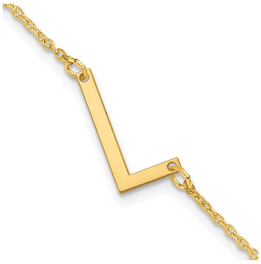 14K Yellow Or White Or Rose Gold Or Sterling Silver Or Gold Plated Polished Small Letter Bracelet
