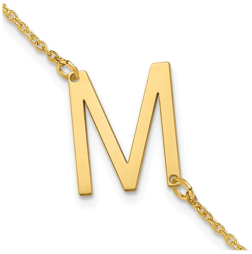 14K Yellow Or White Or Rose Gold Or Sterling Silver Or Gold Plated Polished Small Letter Bracelet