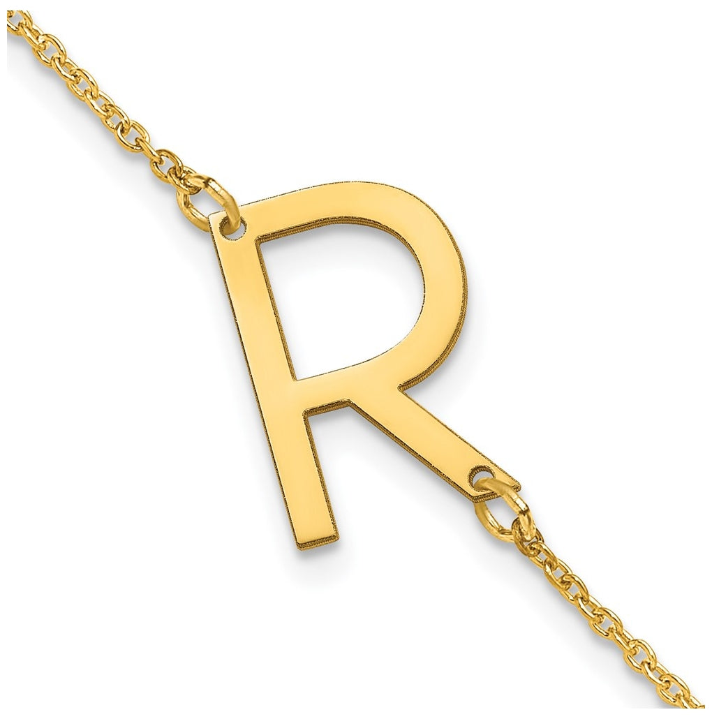 14K Yellow Or White Or Rose Gold Or Sterling Silver Or Gold Plated Polished Small Letter Bracelet