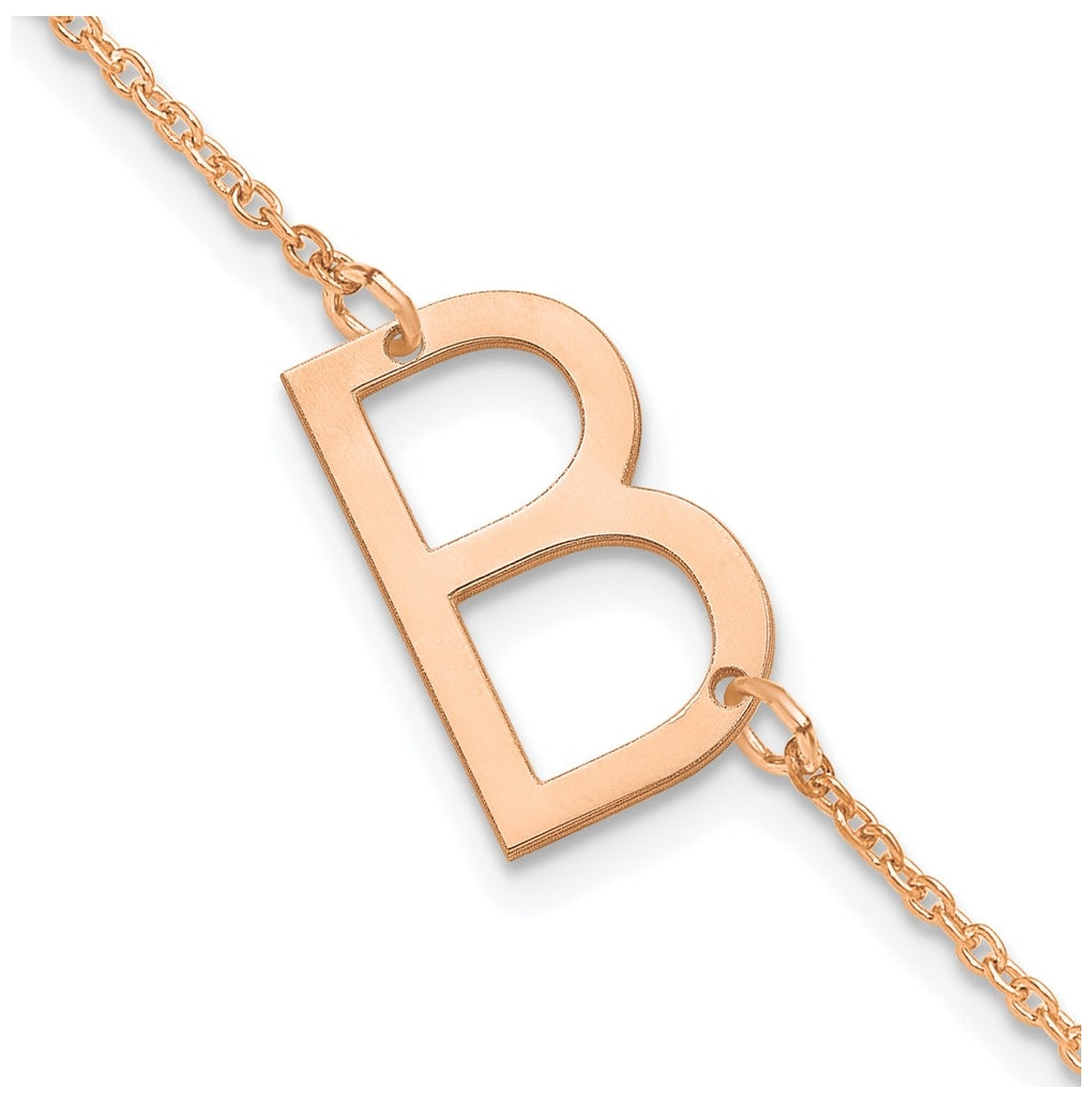 14K Yellow Or White Or Rose Gold Or Sterling Silver Or Gold Plated Polished Small Letter Bracelet