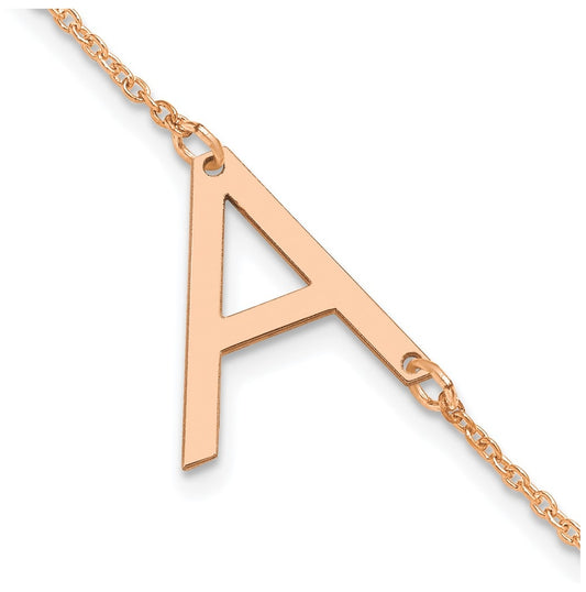14K Yellow Or White Or Rose Gold Or Sterling Silver Or Gold Plated Polished Small Letter Bracelet