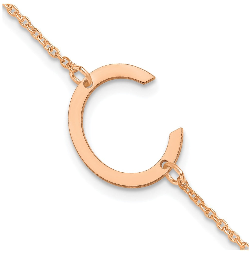 14K Yellow Or White Or Rose Gold Or Sterling Silver Or Gold Plated Polished Small Letter Bracelet