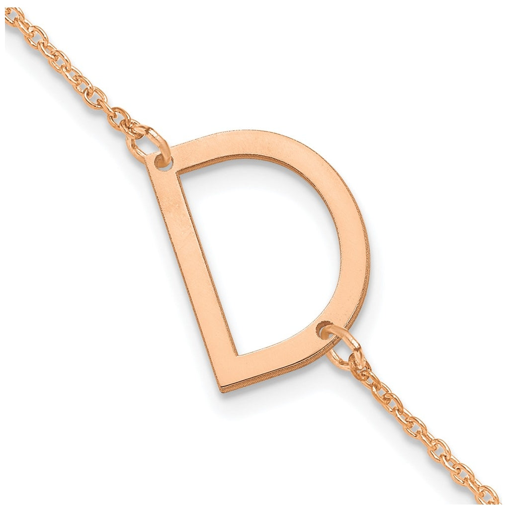 14K Yellow Or White Or Rose Gold Or Sterling Silver Or Gold Plated Polished Small Letter Bracelet