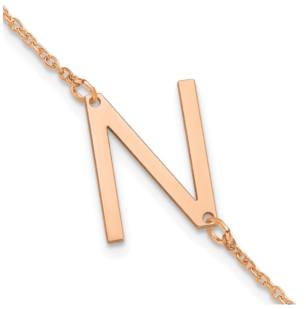 14K Yellow Or White Or Rose Gold Or Sterling Silver Or Gold Plated Polished Small Letter Bracelet