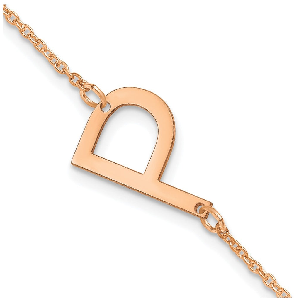 14K Yellow Or White Or Rose Gold Or Sterling Silver Or Gold Plated Polished Small Letter Bracelet