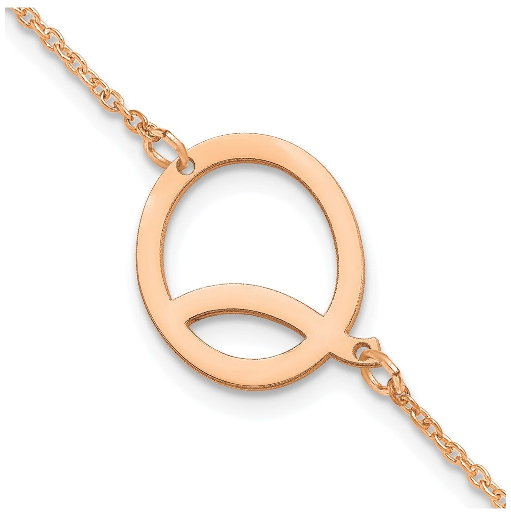 14K Yellow Or White Or Rose Gold Or Sterling Silver Or Gold Plated Polished Small Letter Bracelet