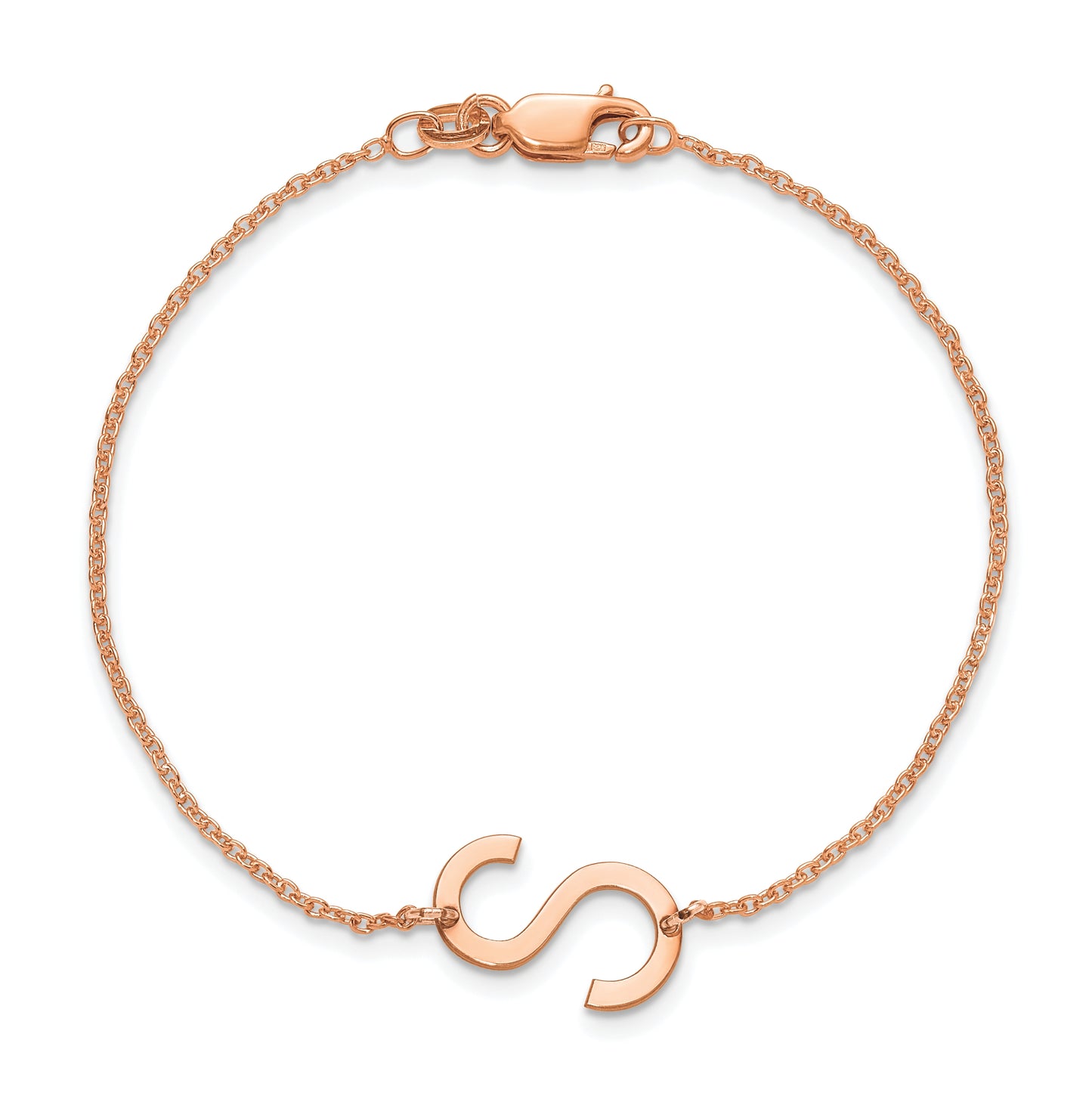 14K Yellow Or White Or Rose Gold Or Sterling Silver Or Gold Plated Polished Small Letter Bracelet
