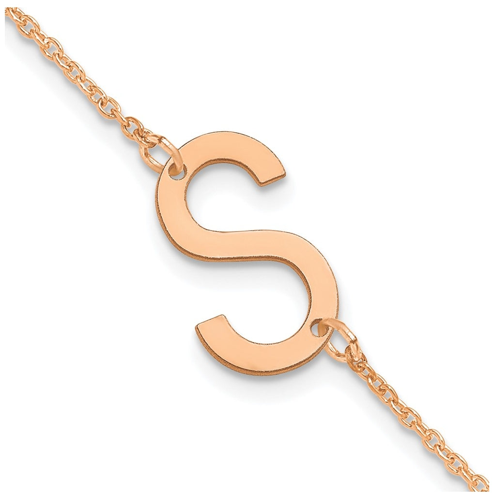 14K Yellow Or White Or Rose Gold Or Sterling Silver Or Gold Plated Polished Small Letter Bracelet