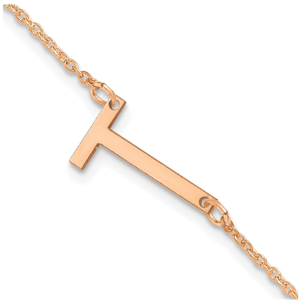 14K Yellow Or White Or Rose Gold Or Sterling Silver Or Gold Plated Polished Small Letter Bracelet