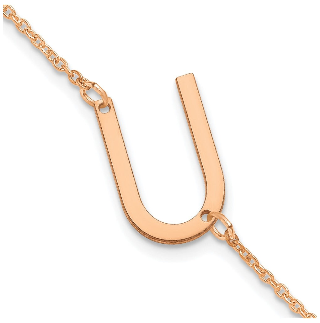 14K Yellow Or White Or Rose Gold Or Sterling Silver Or Gold Plated Polished Small Letter Bracelet