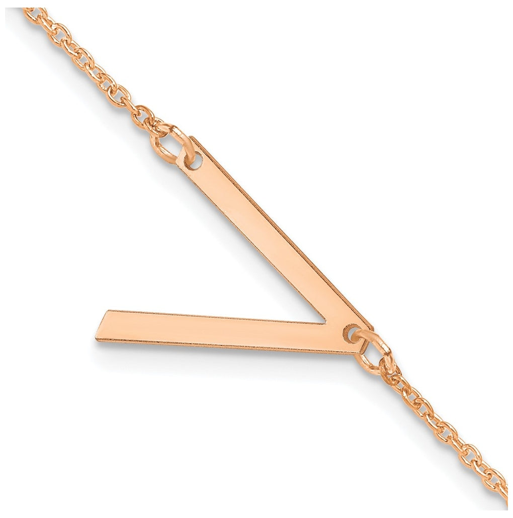 14K Yellow Or White Or Rose Gold Or Sterling Silver Or Gold Plated Polished Small Letter Bracelet