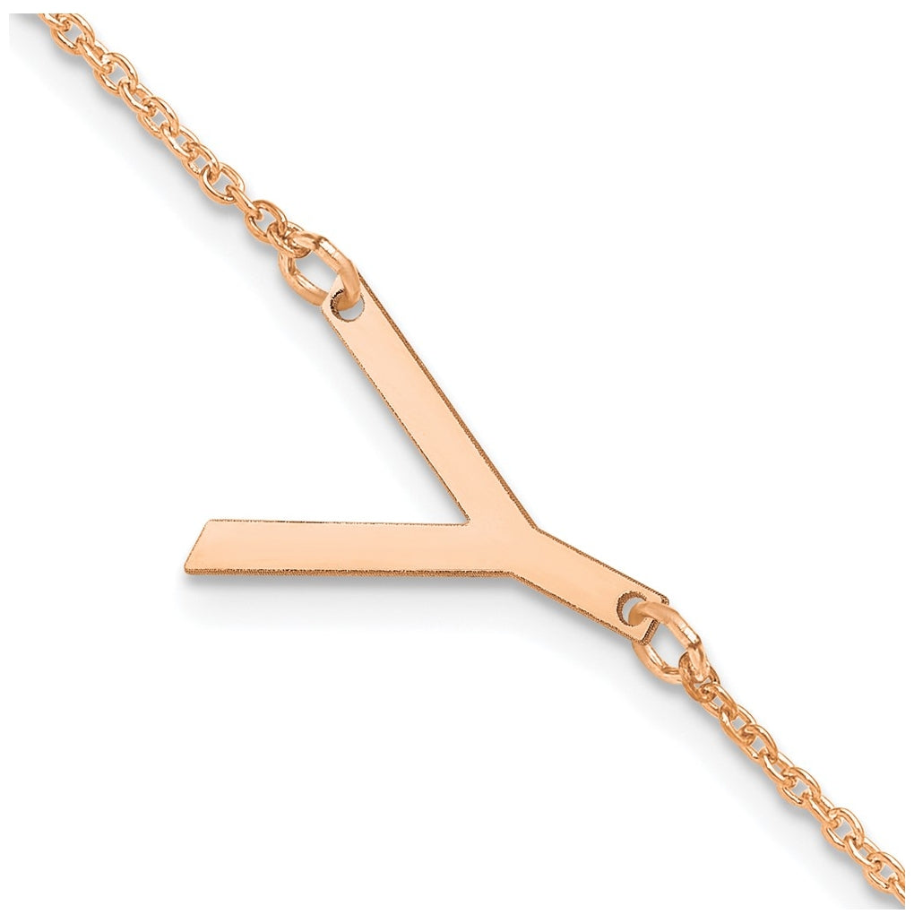 14K Yellow Or White Or Rose Gold Or Sterling Silver Or Gold Plated Polished Small Letter Bracelet