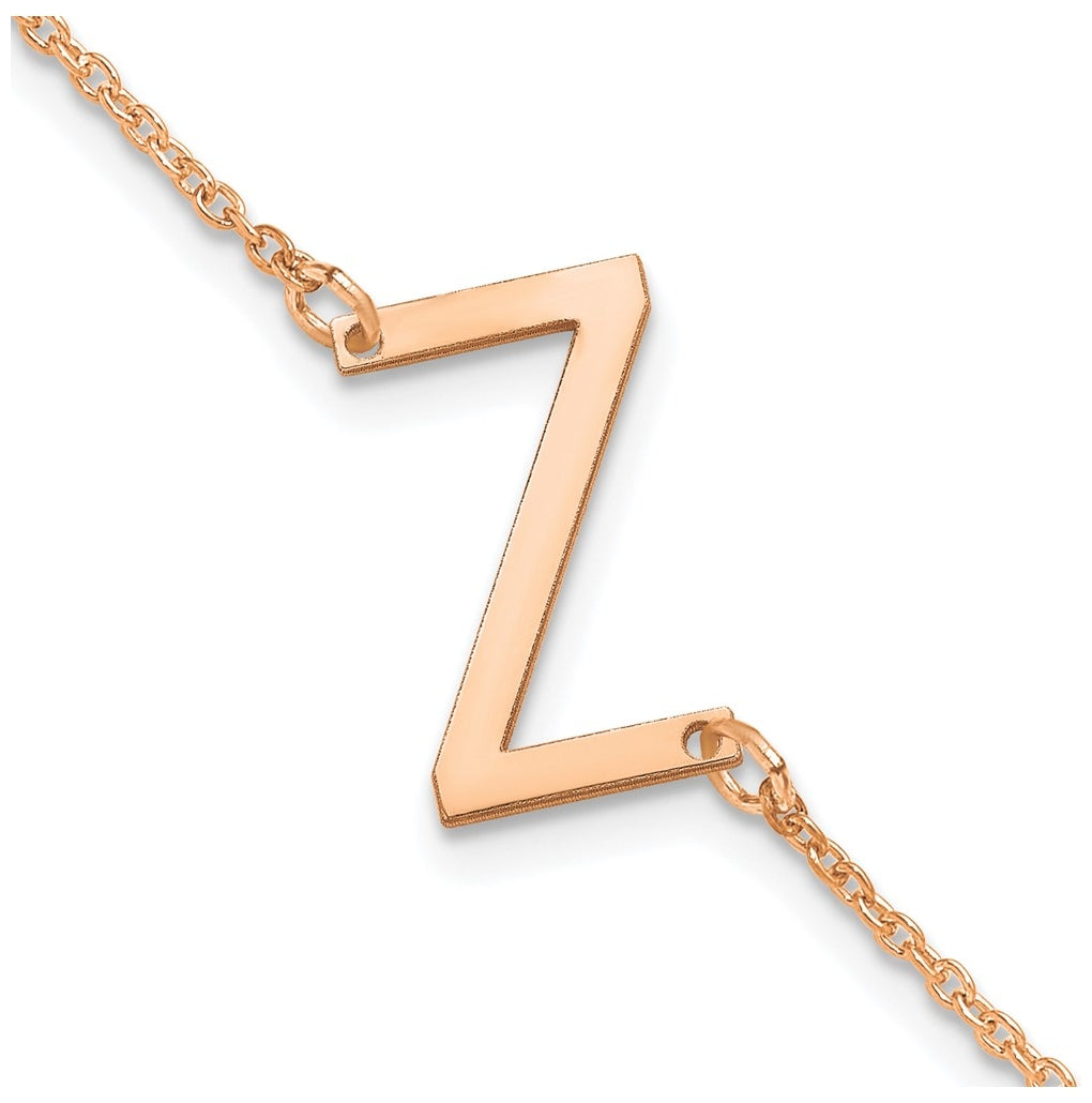 14K Yellow Or White Or Rose Gold Or Sterling Silver Or Gold Plated Polished Small Letter Bracelet