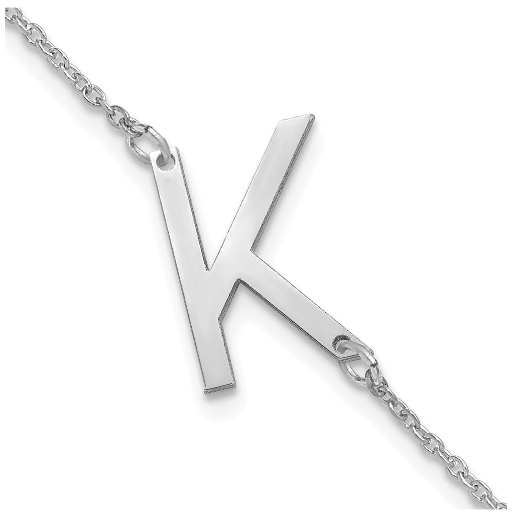 14K Yellow Or White Or Rose Gold Or Sterling Silver Or Gold Plated Polished Small Letter Bracelet