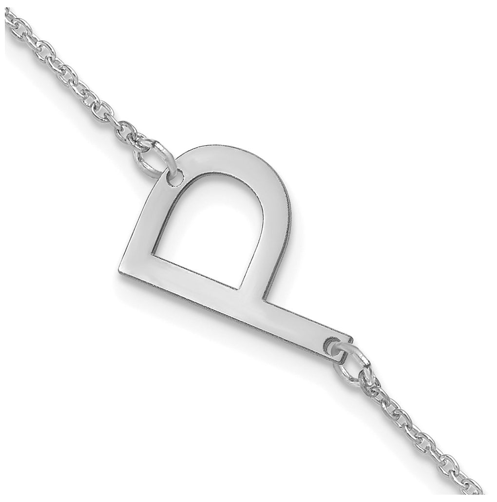 14K Yellow Or White Or Rose Gold Or Sterling Silver Or Gold Plated Polished Small Letter Bracelet