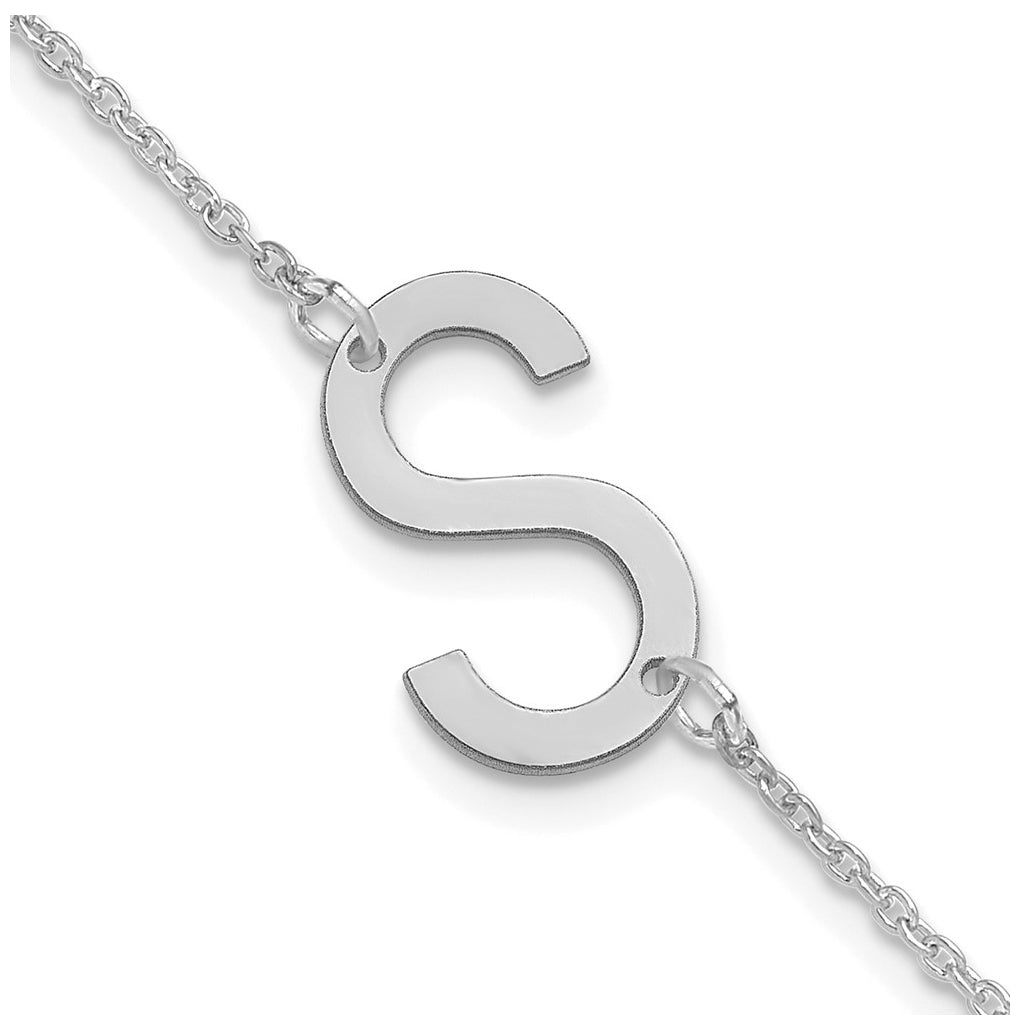 14K Yellow Or White Or Rose Gold Or Sterling Silver Or Gold Plated Polished Small Letter Bracelet