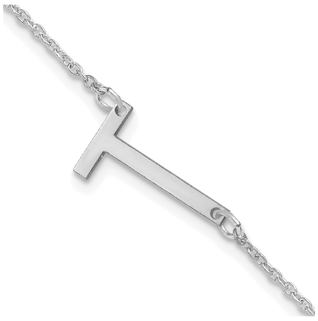 14K Yellow Or White Or Rose Gold Or Sterling Silver Or Gold Plated Polished Small Letter Bracelet